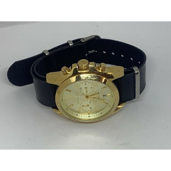 Michael Kors MK5605 Unisex Black Leather Analog Ch main image 6
